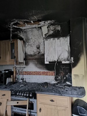 Charger warning after kitchen fire