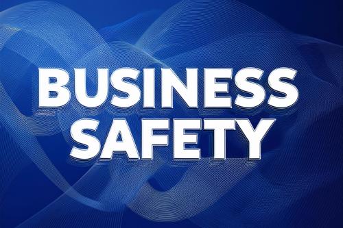 Blue box with word Business Safety in blue