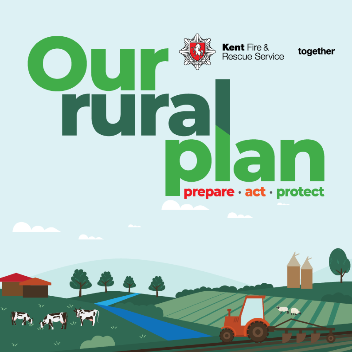 Front cover of Our rural plan featuring a papercut style illustration of a countryside scene