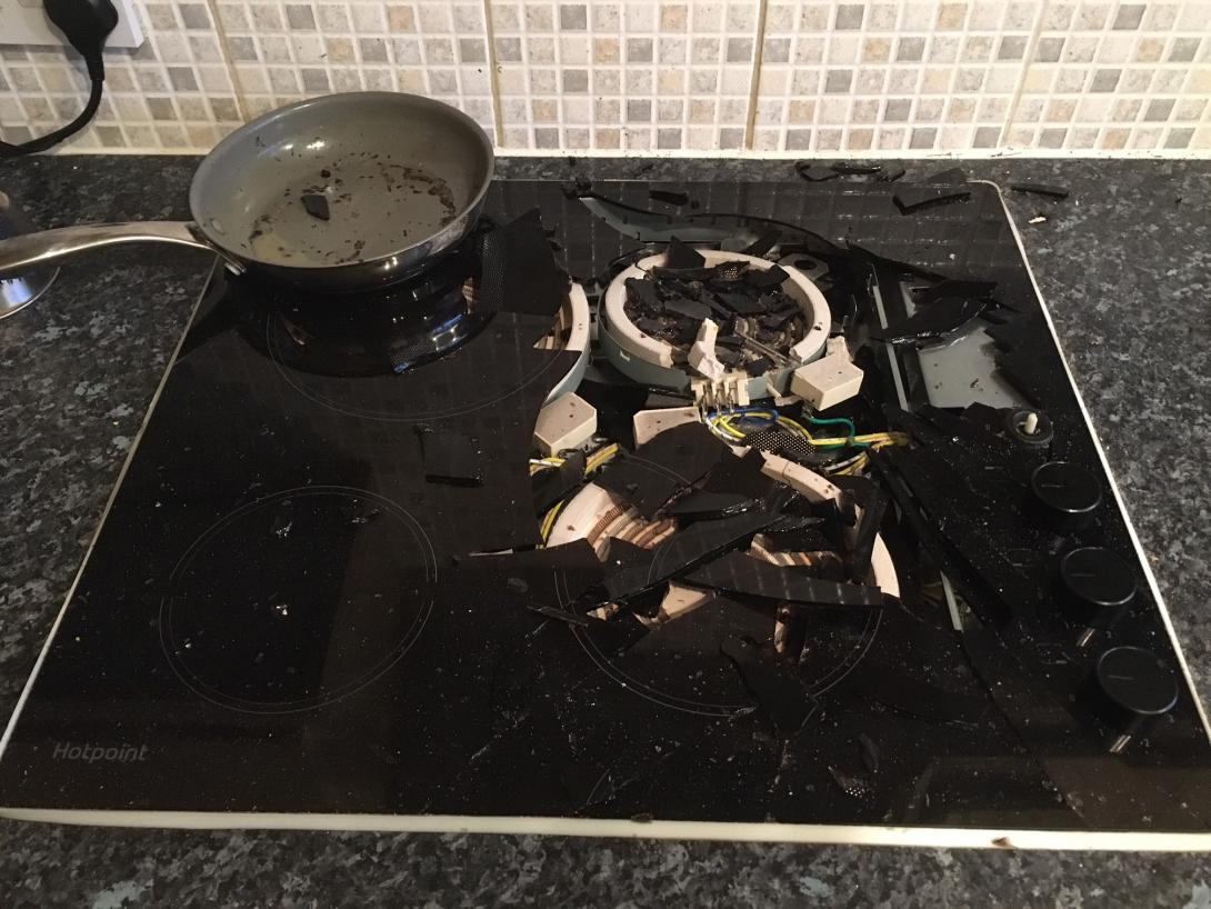Kitchen hob exploded