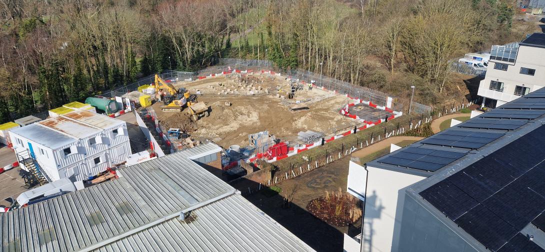 Aerial shot of the redevelopment