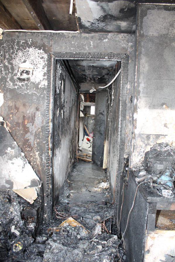 The damage caused to the flat following the e-scooter fire.