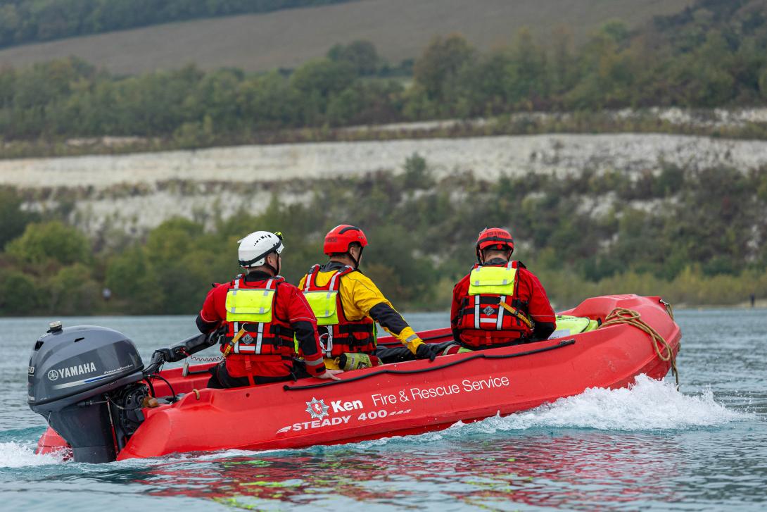 KFRS water rescue boat on a lake