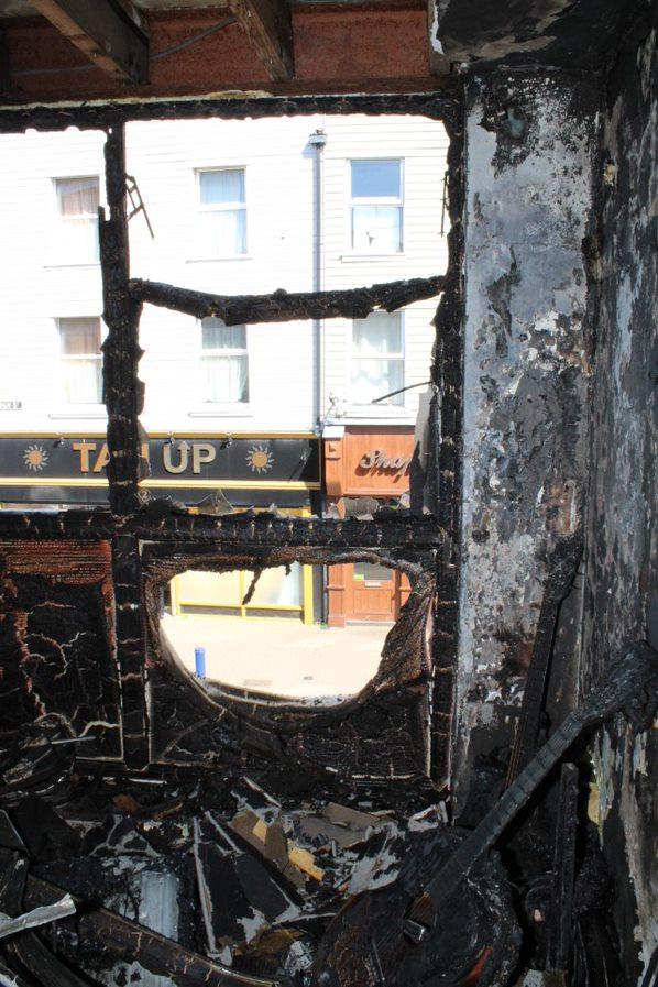 The damage caused to the flat following the e-scooter fire.