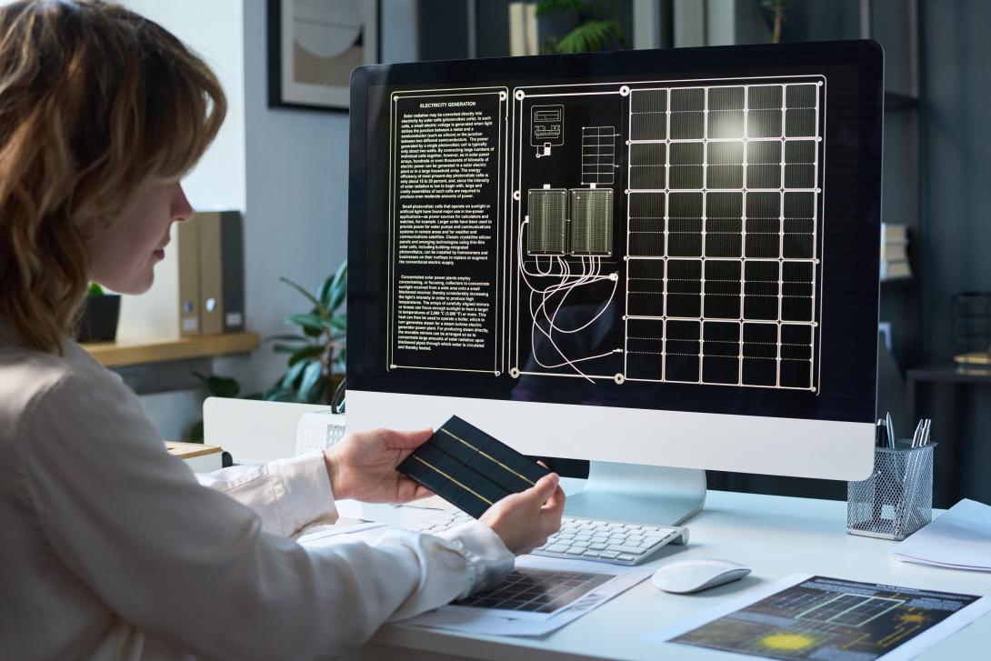 designer working on solar battery