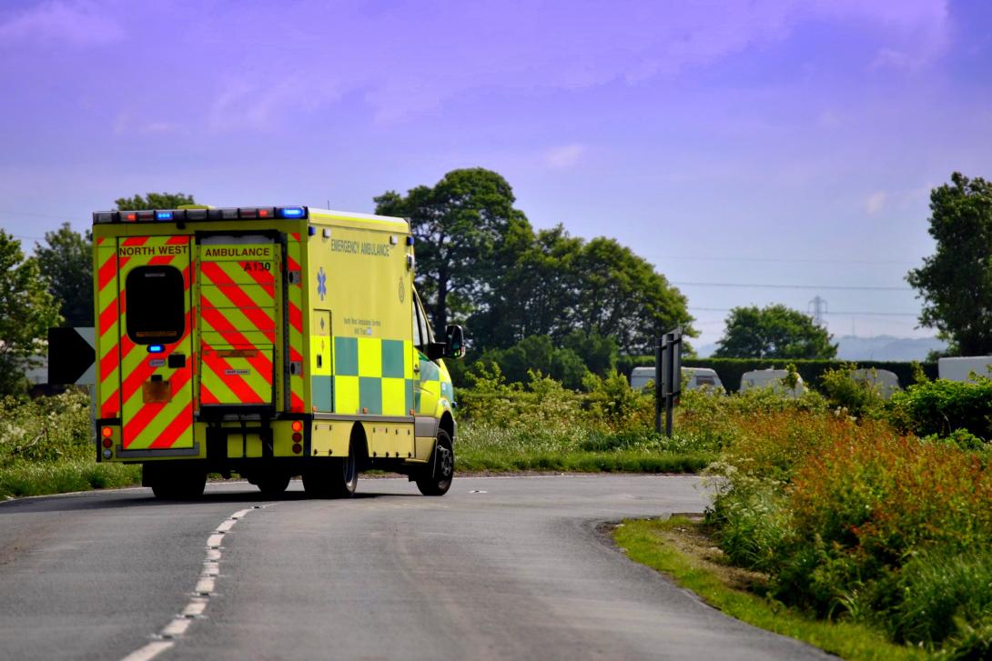 ambulance on country road