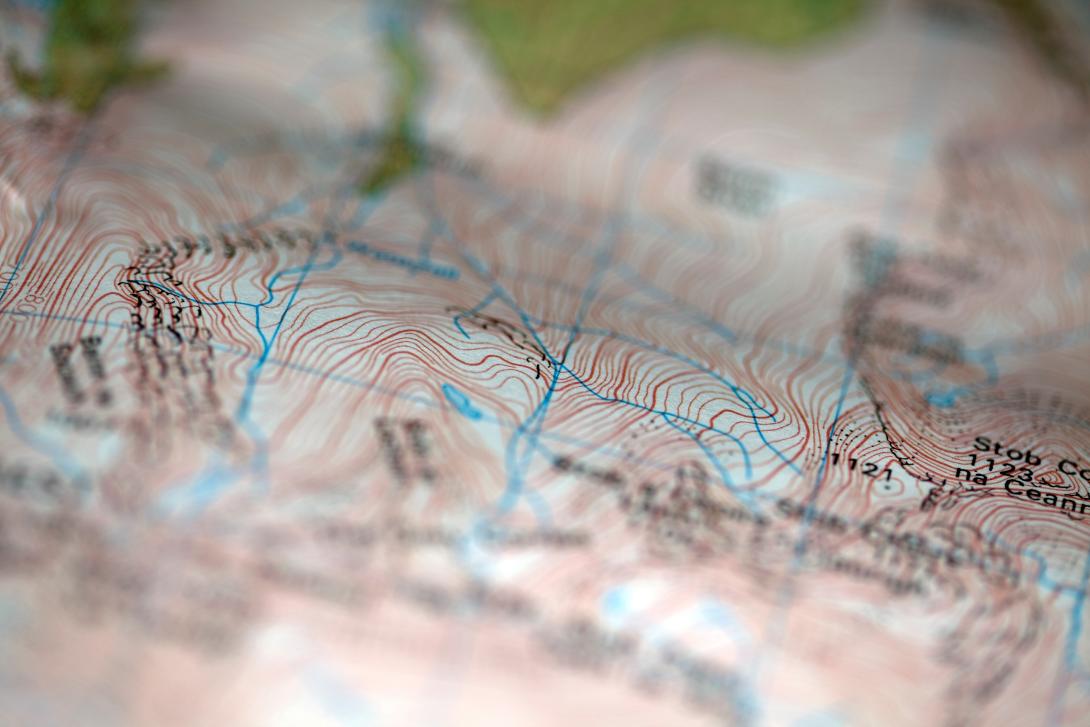 Close up of ordnance survey map