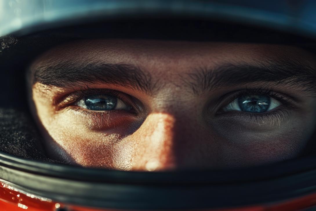 motor bike helmet showing rider's eyes