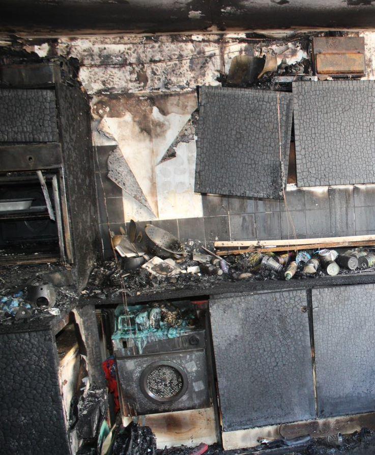 The damage caused to the flat following the e-scooter fire.