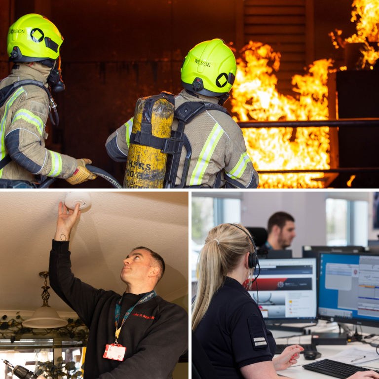 Collage of different roles within the fire service