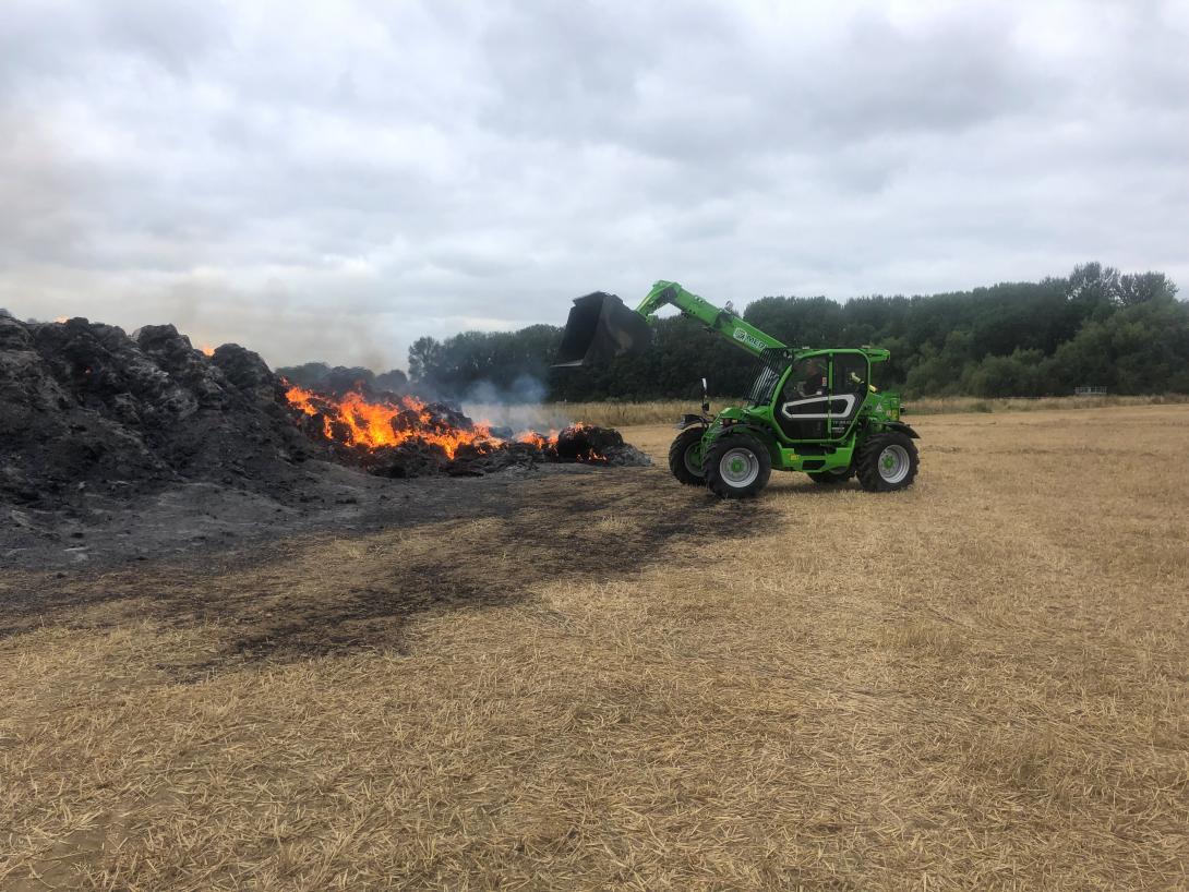 KFRS' telehandler responding to a crop fire