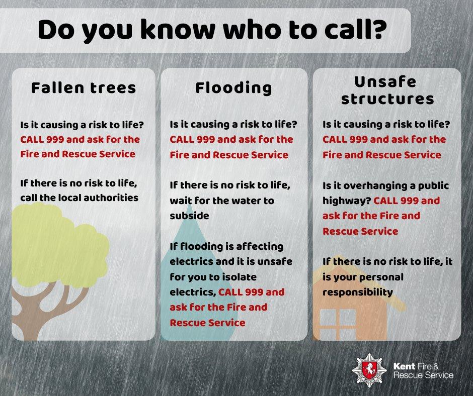 Who to call in the event of fallen trees, flooding or unsafe structures