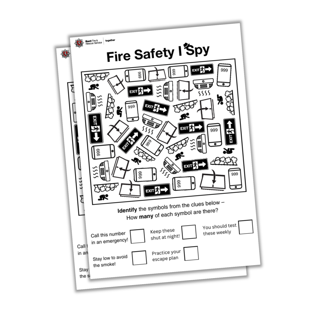 I spy worksheet with fire safety icons
