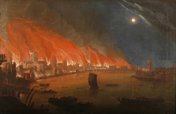 Painting of the great fire of london