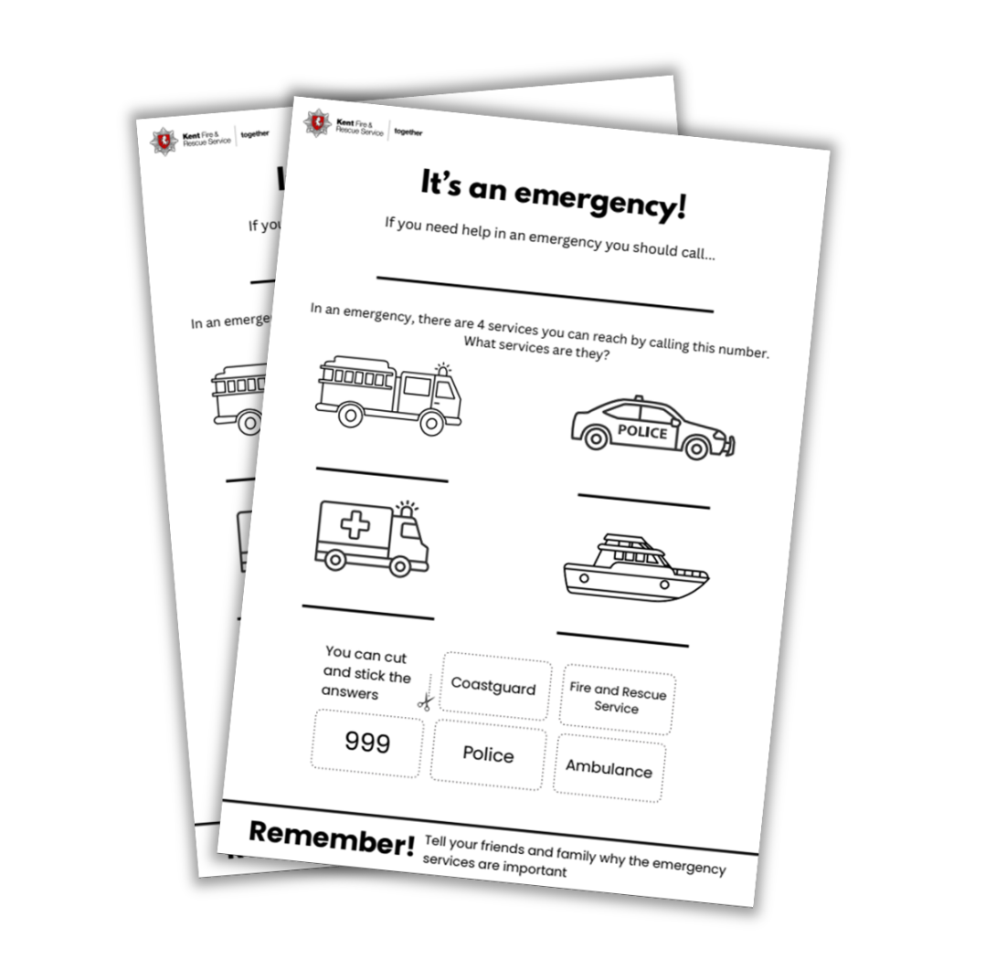 Worksheet for children describing the emergency services 