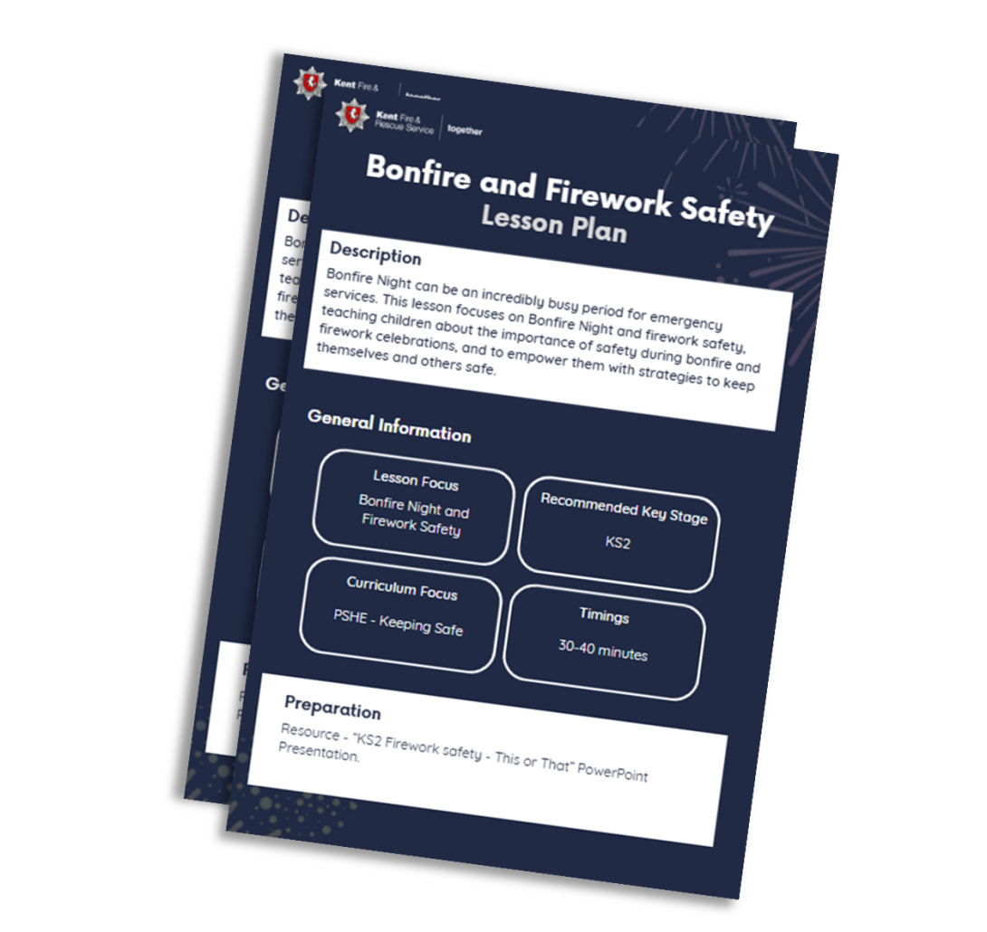 Screenshot image of bonfire and firework safety lesson plan
