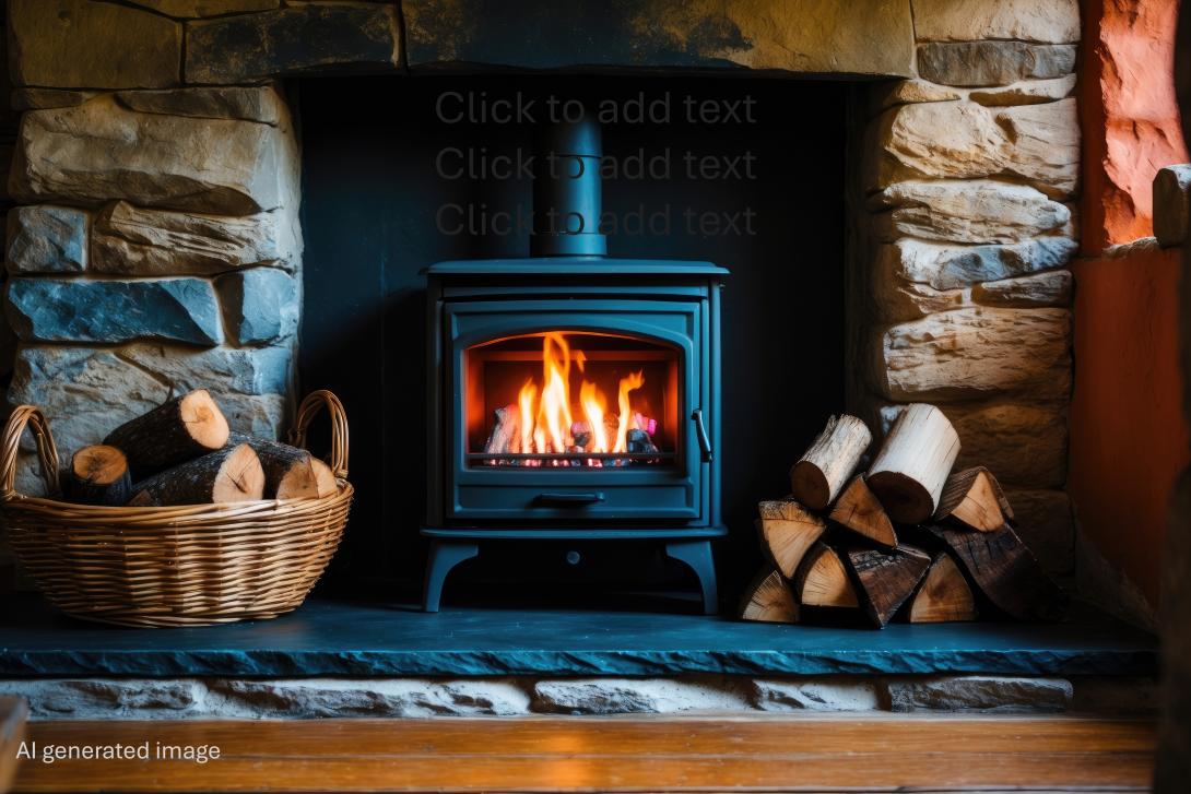 Log burning stove alight