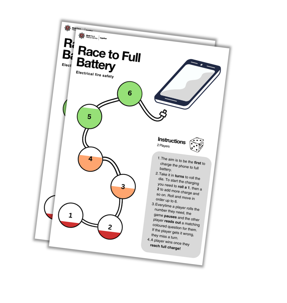 Game board for 'race to full battery'
